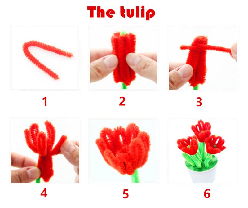 GOTOONE Multiple Colors Pipe Cleaners 100 Pieces Chenille Stems for DIY Art Decorations Creative Craft (6mm x 12 Inch) - Image 5